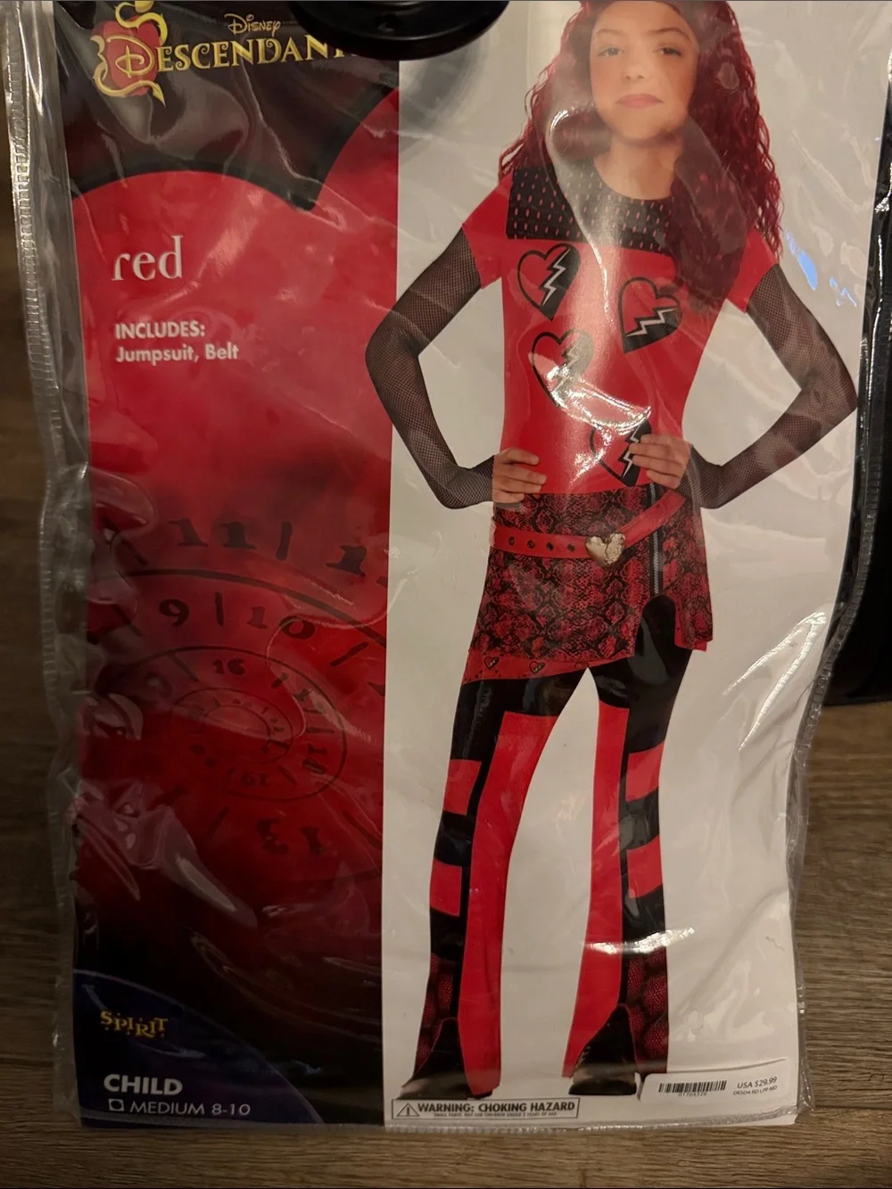 Disney Descendants: Rise of Red Jumpsuit Costume w/wig Size 8-10
